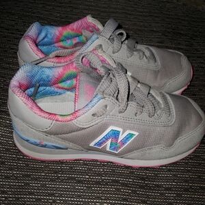 New Balance Kids' Gray Sneakers with Pink Accents